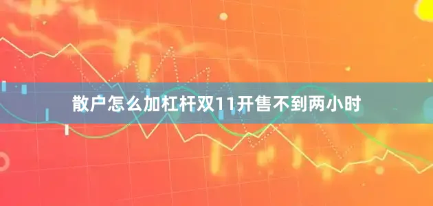 散户怎么加杠杆双11开售不到两小时
